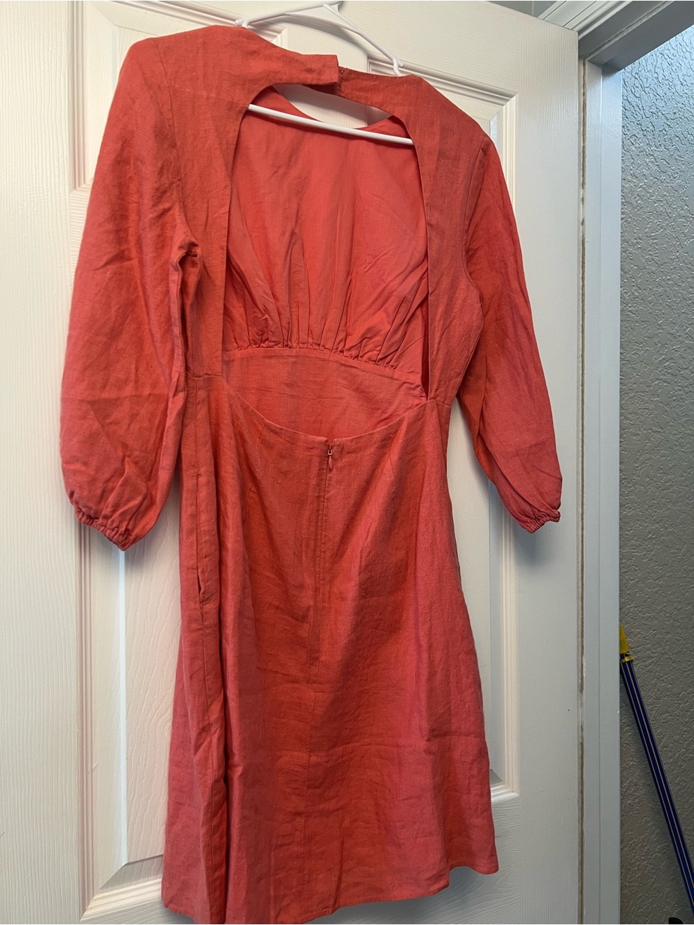 Banana Republic Coral Backless Linen-Blend Midi Dress